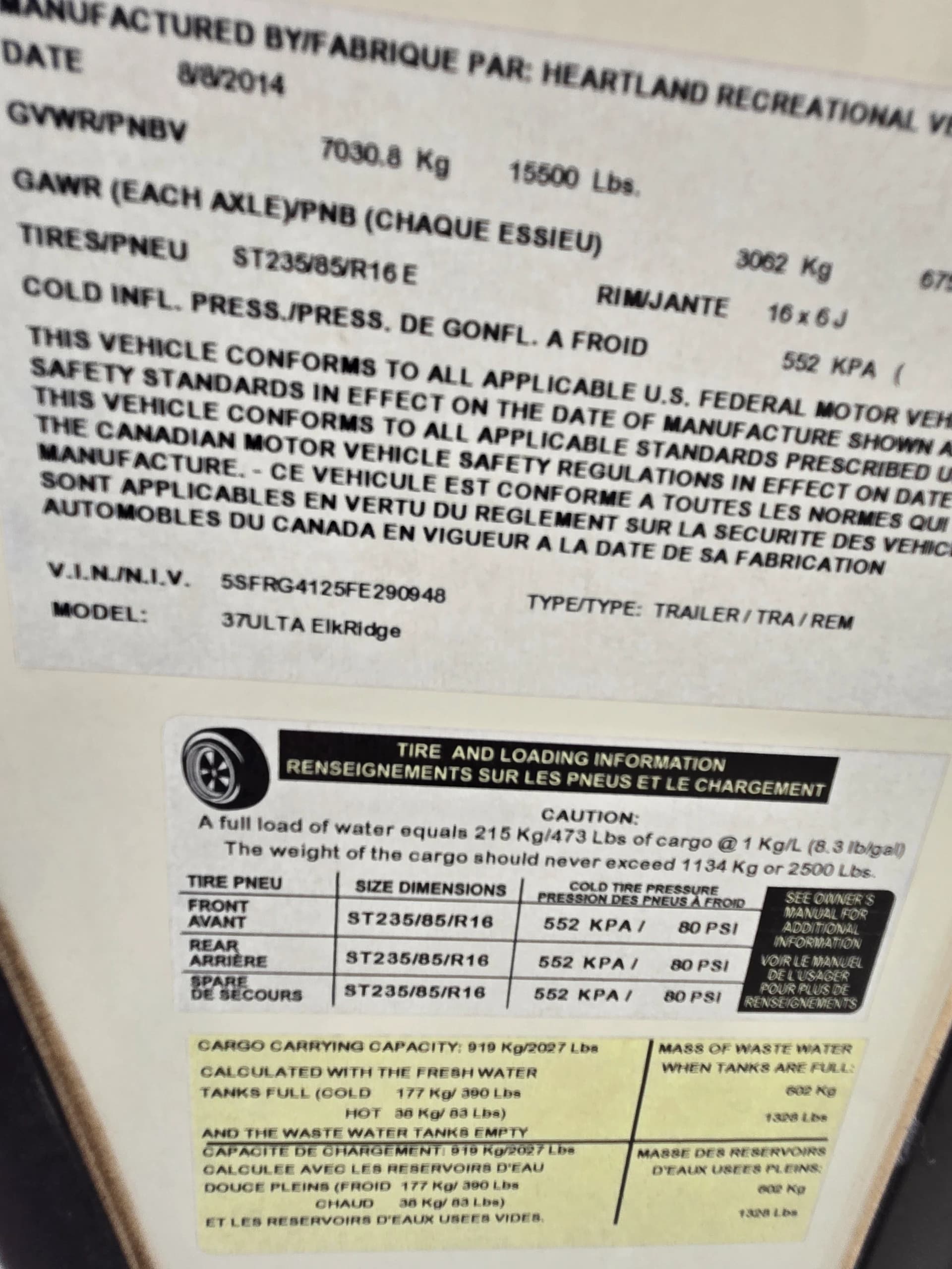 2015 Heartland Elkridge 37ULTA