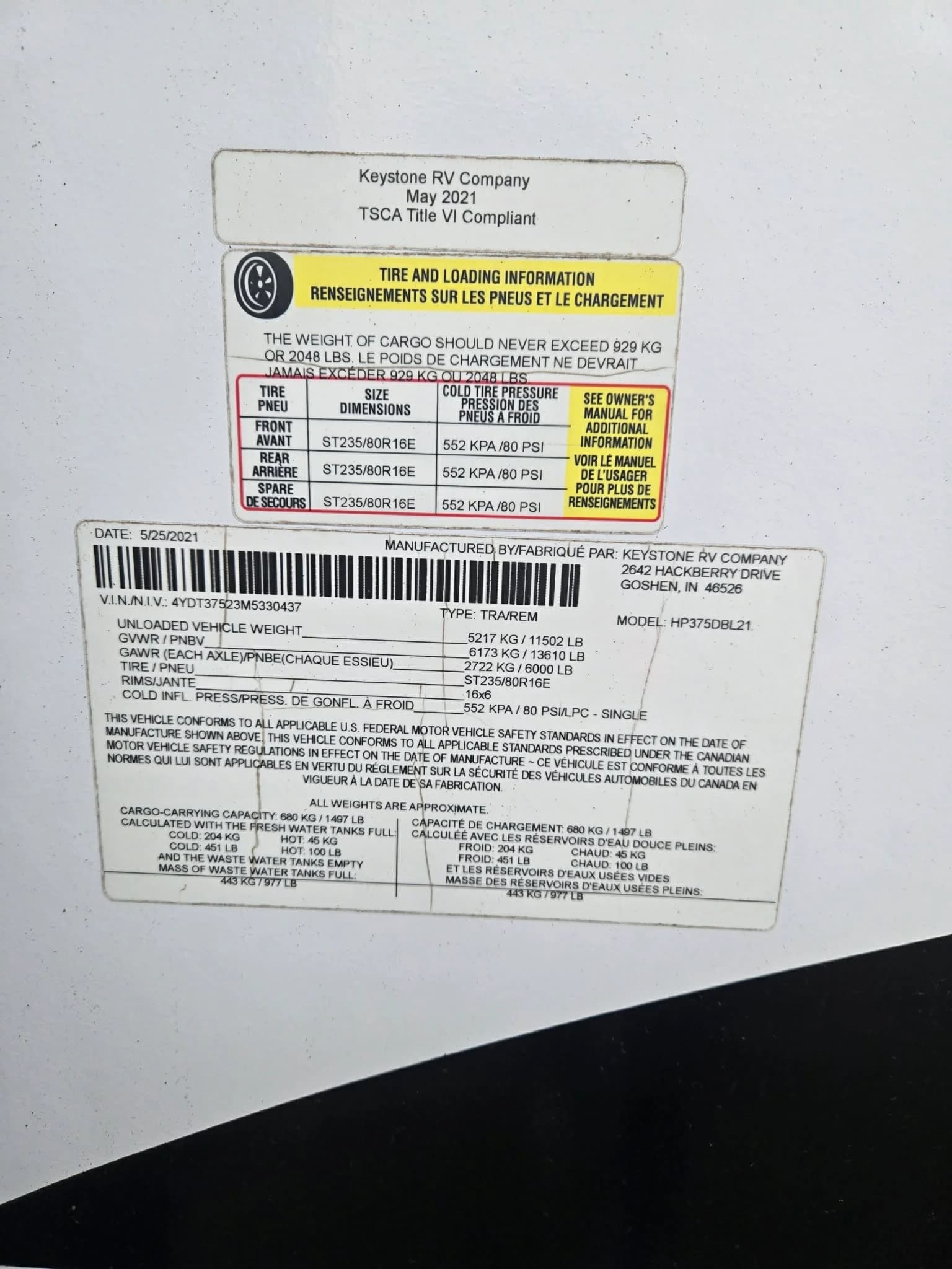 2021 Keystone Hampton 375DBL