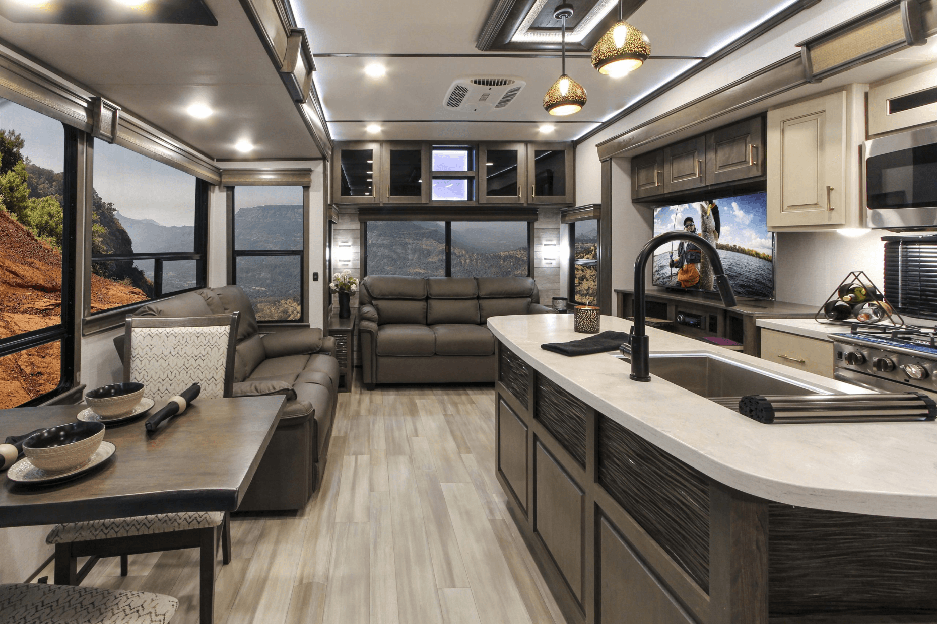 RV towing scene